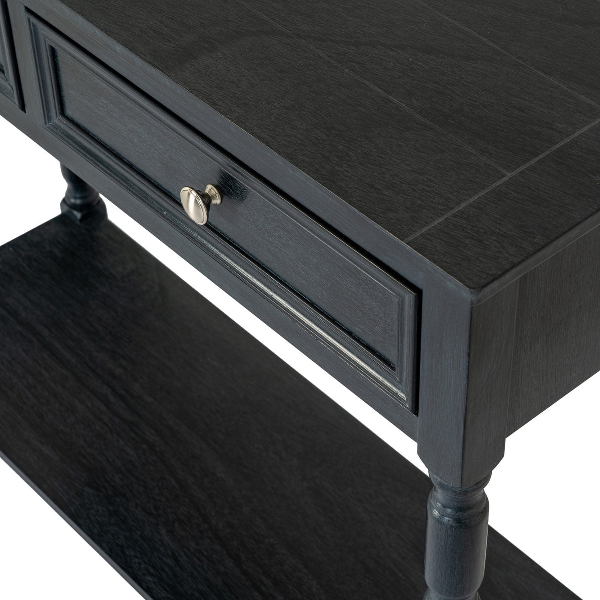 2 Drawer Console Table with Curved Frame – Black