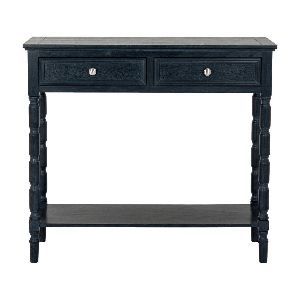 2 Drawer Console Table with Curved Frame – Black