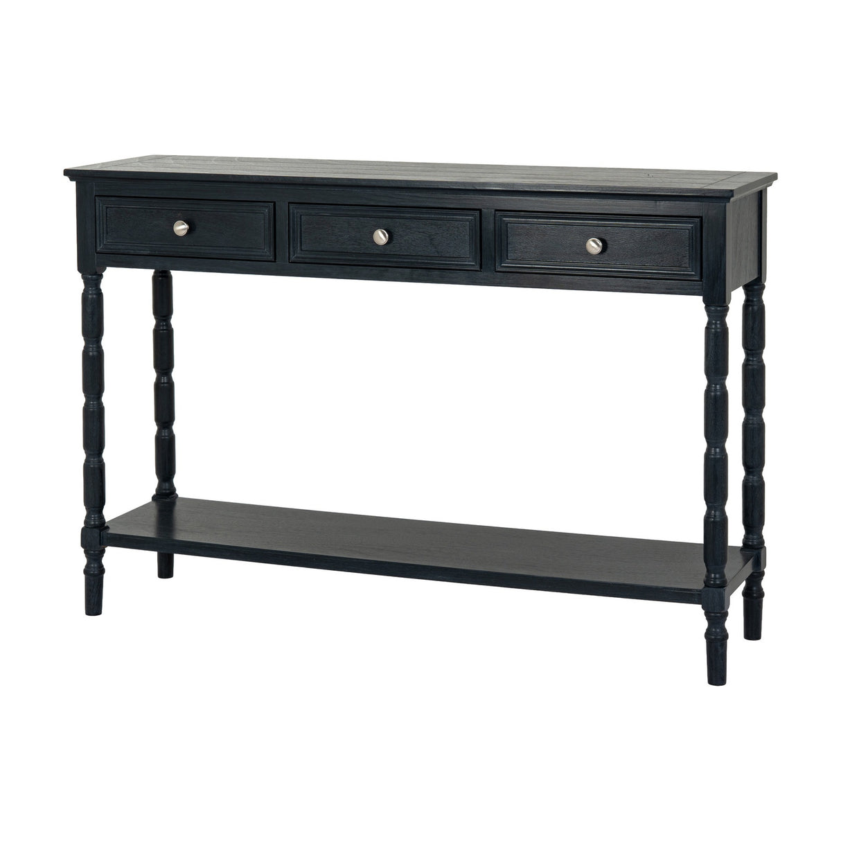 Wooden Three-Drawer Console Table – Black