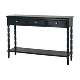 Wooden Three-Drawer Console Table – Black