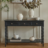 Wooden Three-Drawer Console Table – Black