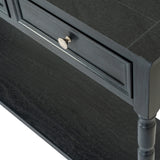 Wooden Three-Drawer Console Table – Black