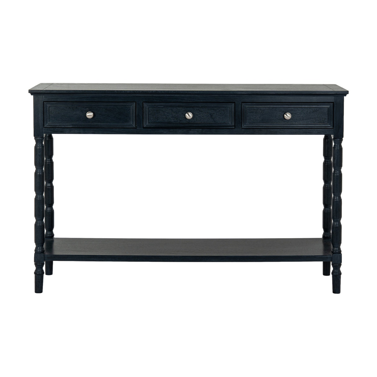 Wooden Three-Drawer Console Table – Black