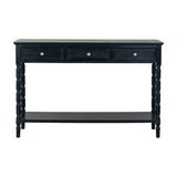 Wooden Three-Drawer Console Table – Black