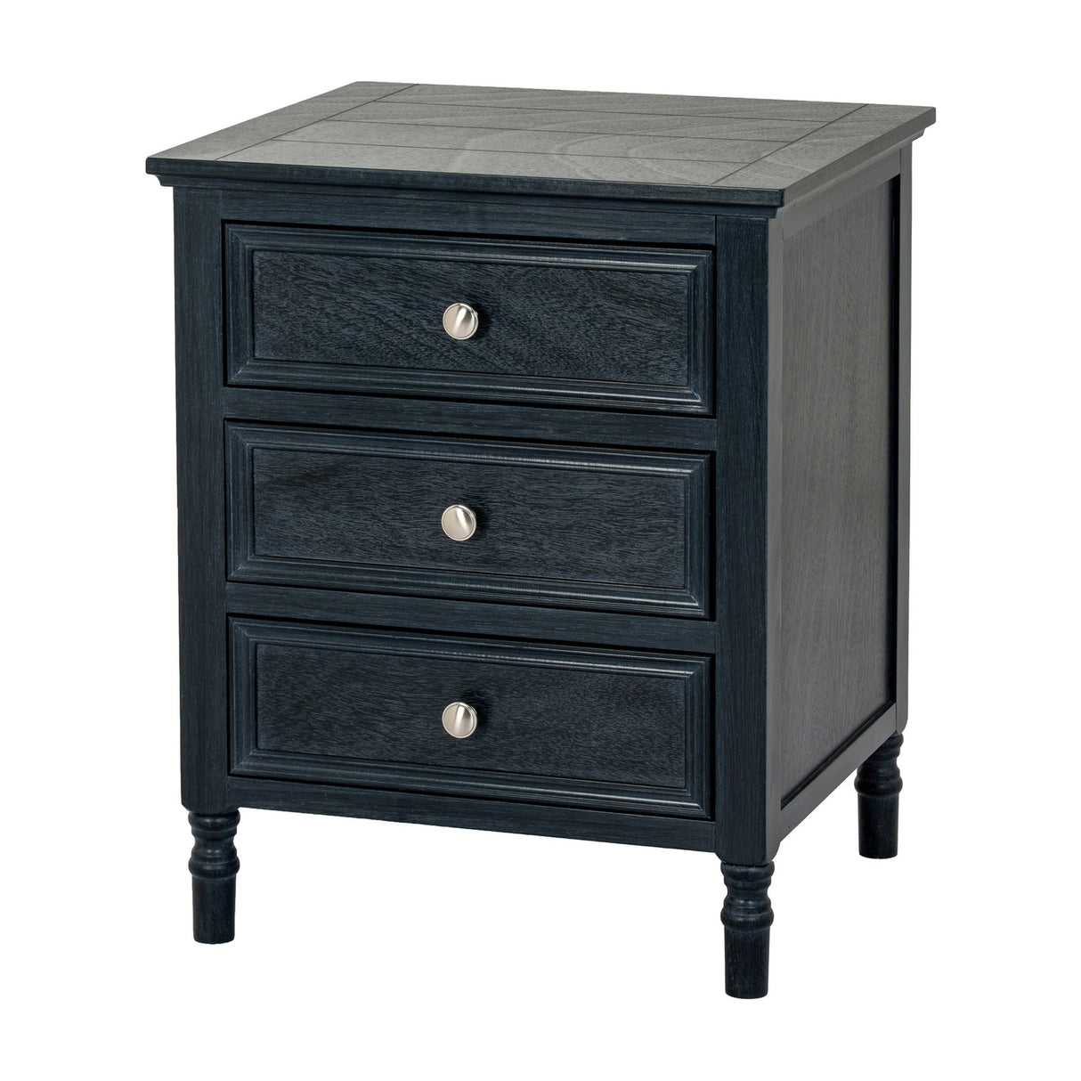 Wooden Three-Drawer Side Table – Black