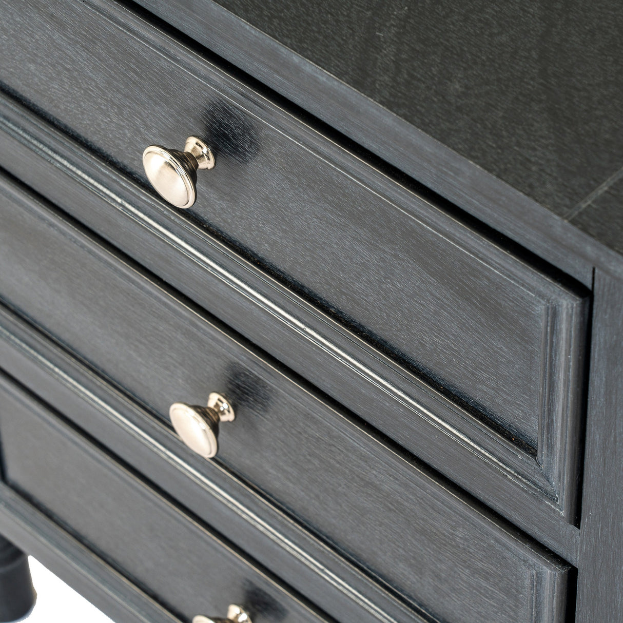 Wooden Three-Drawer Side Table – Black