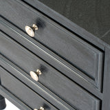 Wooden Three-Drawer Side Table – Black