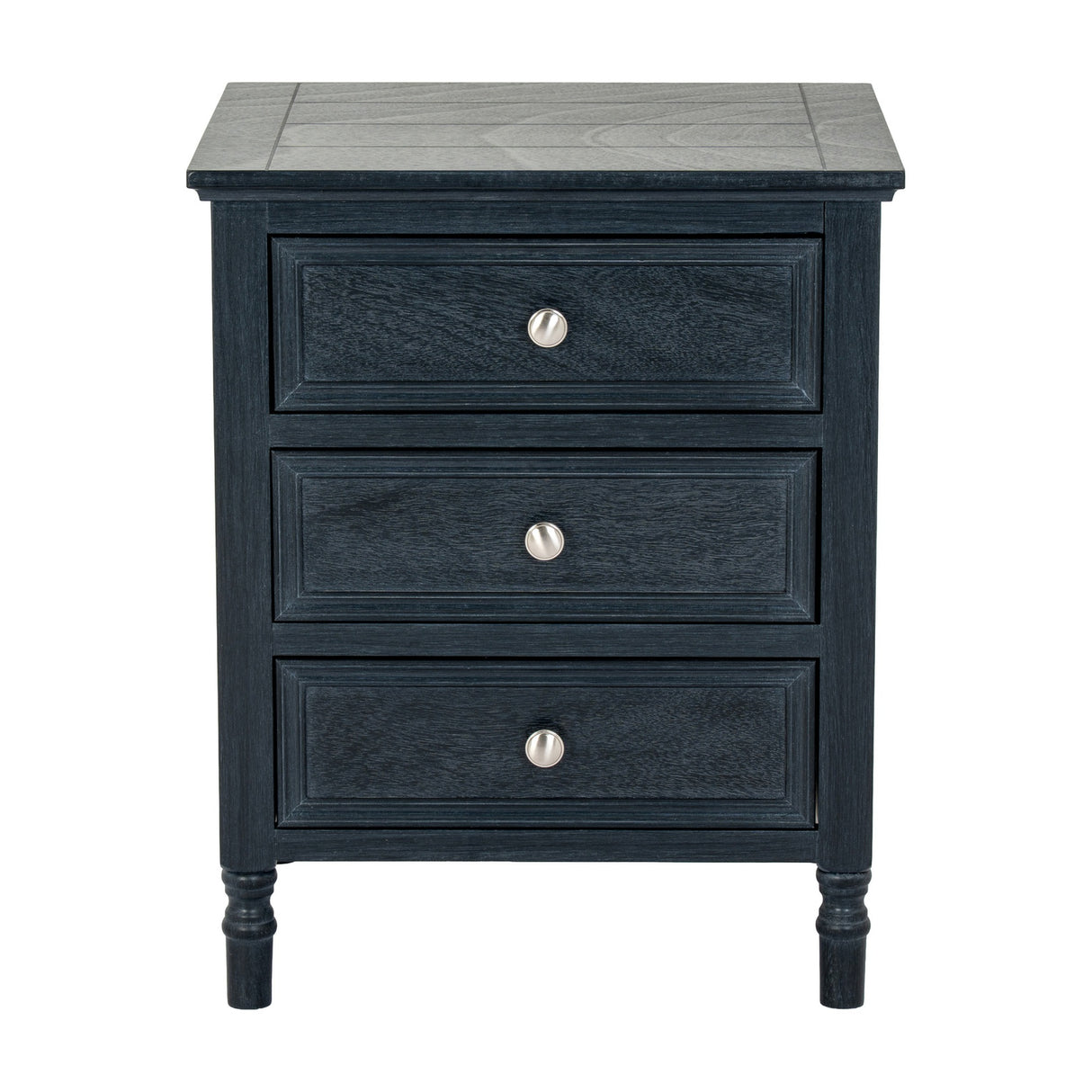 Wooden Three-Drawer Side Table – Black