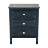 Wooden Three-Drawer Side Table – Black