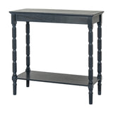 Hill Interiors Contoured Wooden Console Table in black with turned spindle legs, lower shelf and rectangular top, shown on a plain white background.