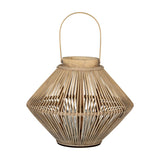 Cone Wicker Lantern with Glass Holder – Brown