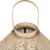 Cone Wicker Lantern with Glass Holder – Brown