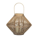 Cone Wicker Lantern with Glass Holder – Brown