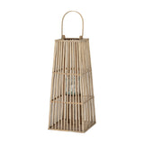 Medium Wicker Lantern with Glass Holder – Brown