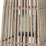 Medium Wicker Lantern with Glass Holder – Brown