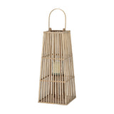 Medium Wicker Lantern with Glass Holder – Brown
