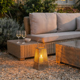 Small Silo Wicker Lantern with Glass Holder – Brown
