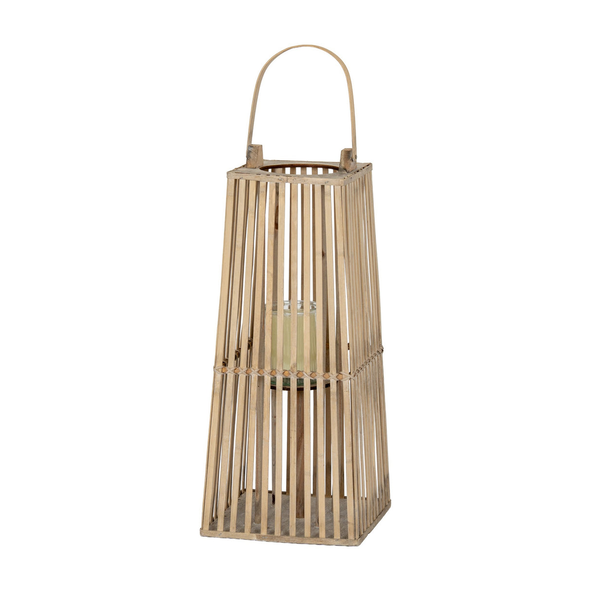 Small Silo Wicker Lantern with Glass Holder – Brown