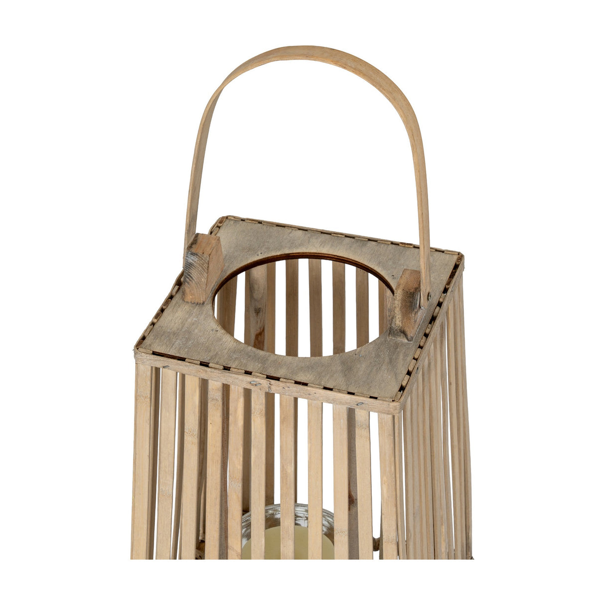 Small Silo Wicker Lantern with Glass Holder – Brown