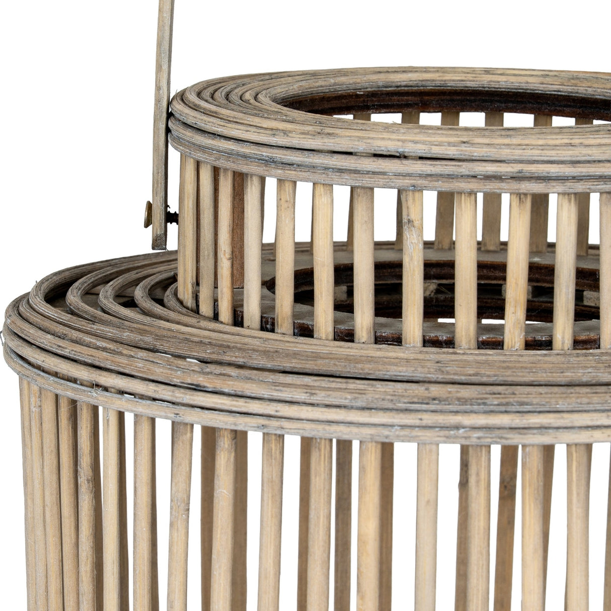 Cylinder Wicker Lantern with Glass Holder – Brown
