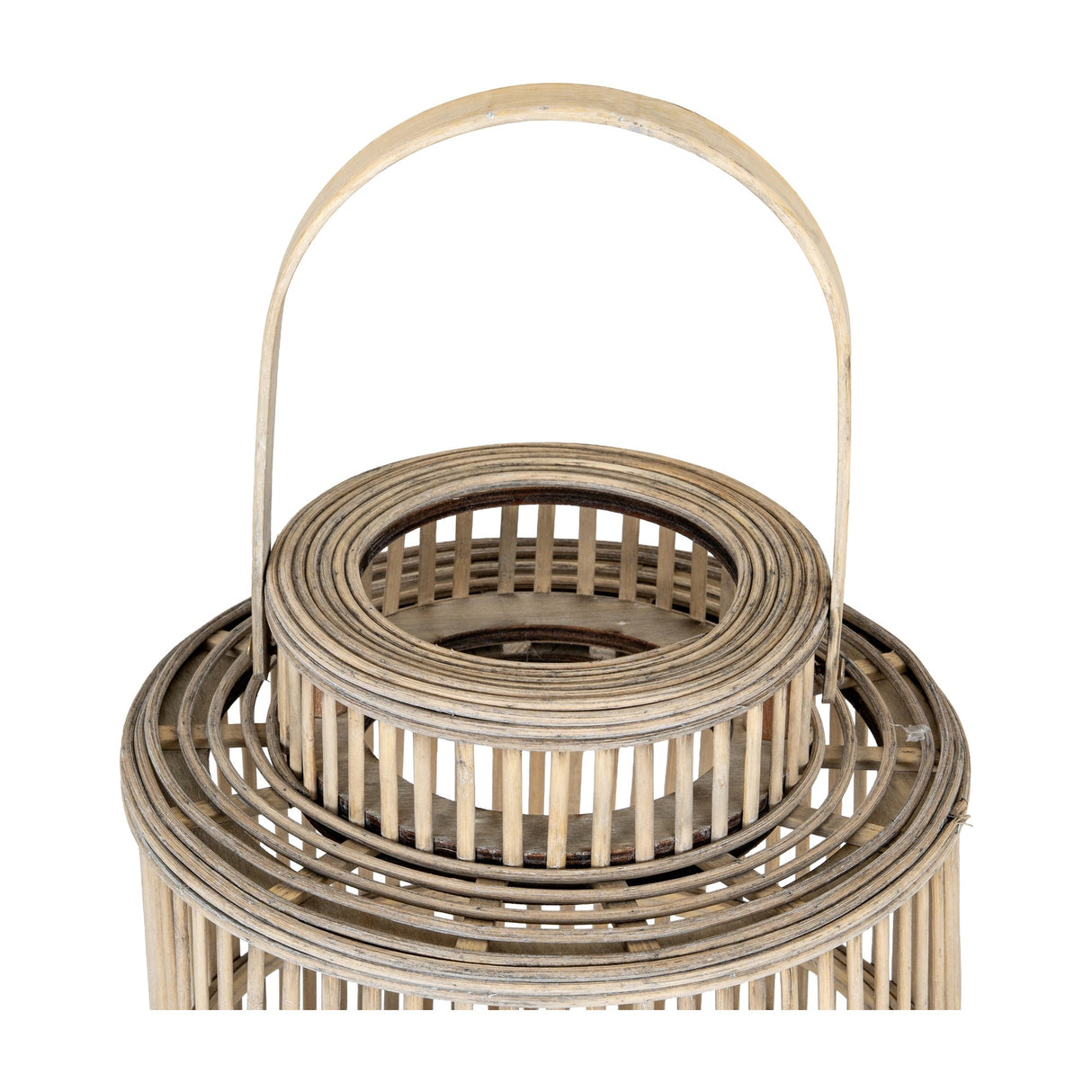 Cylinder Wicker Lantern with Glass Holder – Brown