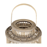 Cylinder Wicker Lantern with Glass Holder – Brown
