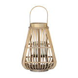 Medium Wicker Lantern with Glass Holder – Brown