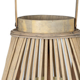 Medium Wicker Lantern with Glass Holder – Brown