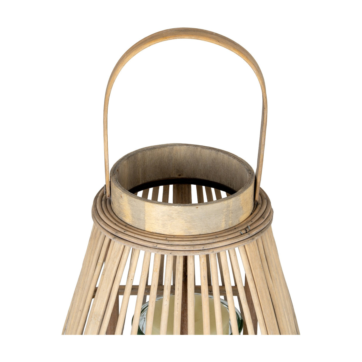 Medium Wicker Lantern with Glass Holder – Brown