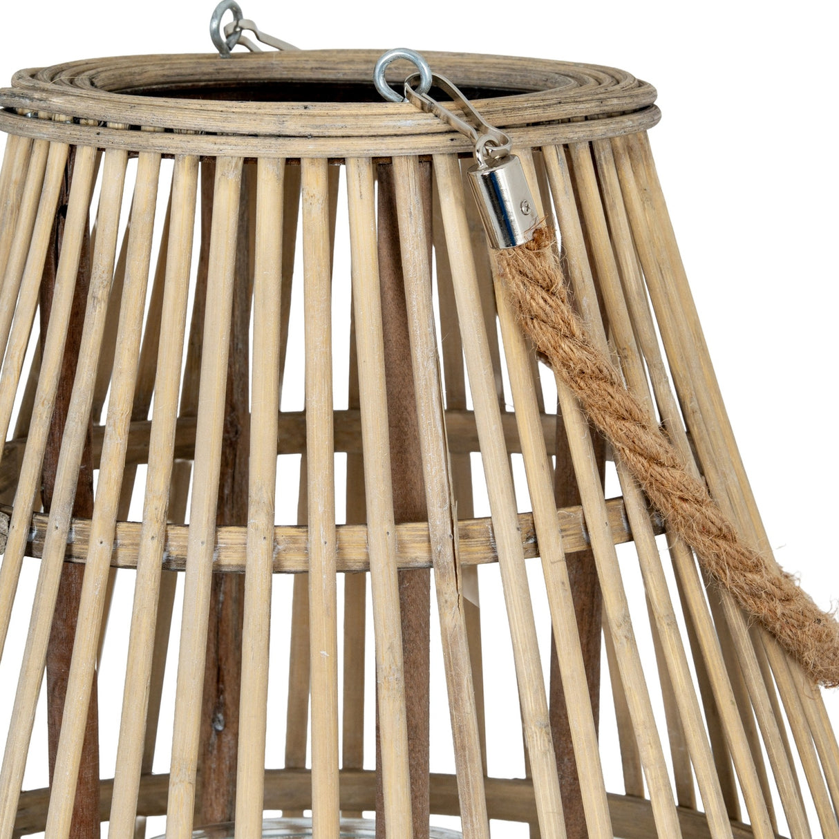 Large Ellipse Wicker Lantern with Glass Holder – Brown