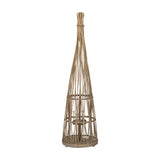 Medium Conical Wicker Lantern with Glass Holder – Brown
