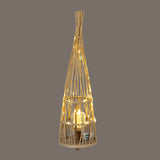Medium Conical Wicker Lantern with Glass Holder – Brown