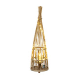 Medium Conical Wicker Lantern with Glass Holder – Brown