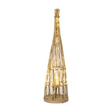 Small Conical Wicker Lantern with Glass Holder – Brown