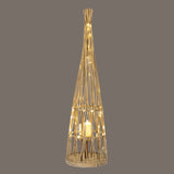 Small Conical Wicker Lantern with Glass Holder – Brown
