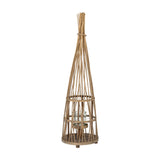 Small Conical Wicker Lantern with Glass Holder – Brown