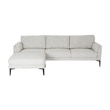 Hill Interiors Vaxeer three seater sofa in white upholstery with matching footstool on black metal legs, shown on a plain white background.