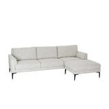 Hill Interiors Vaxeer three seater sofa with matching footstool in white upholstery on slim black metal legs, shown against a plain white background.