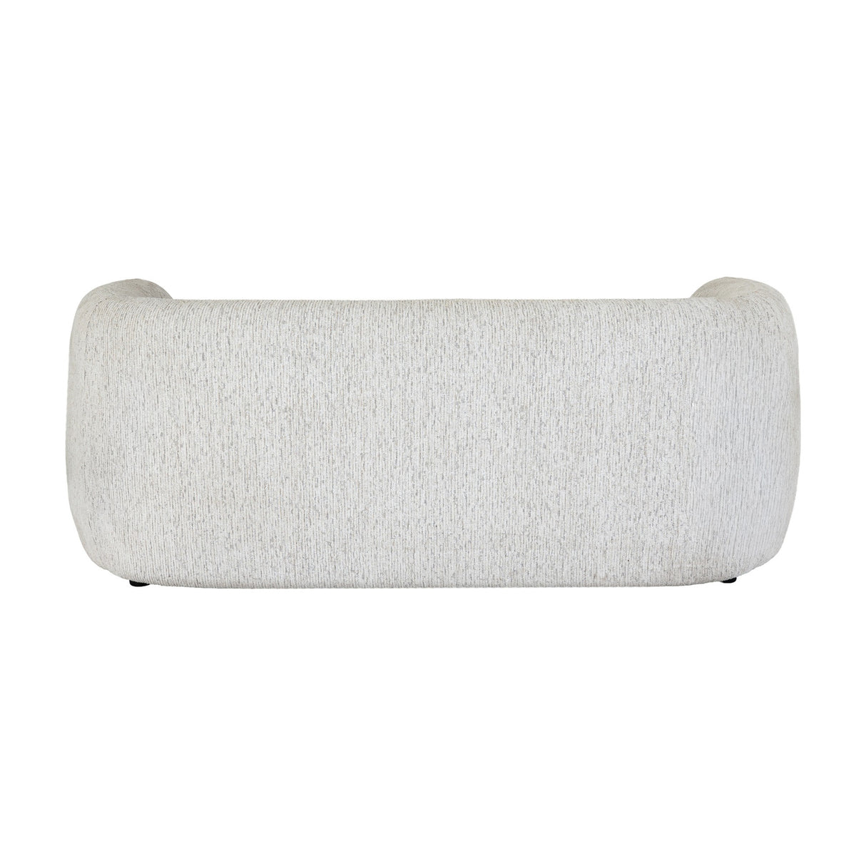 Rear view of the Hill Interiors Marlenza two seater sofa in white textured upholstery with a curved rounded back, shown on a plain white background.