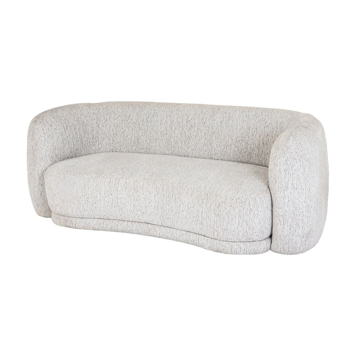 Hill Interiors Marlenza two seater sofa in white textured upholstery with curved rounded arms and a single long seat cushion, shown on a plain background.