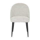 Hill Interiors Marlenza dining chair with curved white upholstered back and seat on slim black metal legs, shown against a plain white background.