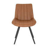 Hill Interiors Draxinby Swivel Dining Chair in tan upholstery with channel stitching, curved shell back and slim black metal legs on a white background.