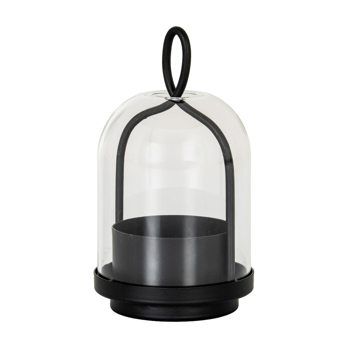 Large Candle Holder with Glass Cloche – Black