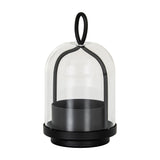 Large Candle Holder with Glass Cloche – Black