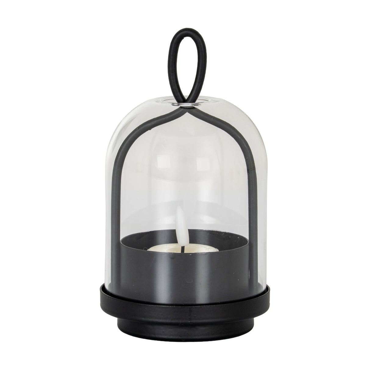 Large Candle Holder with Glass Cloche – Black