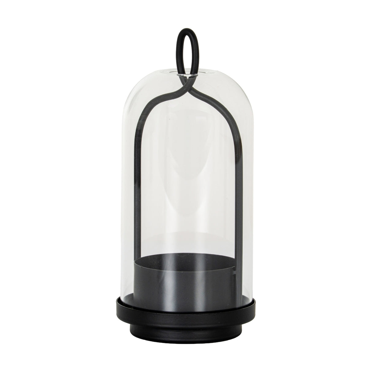 Medium Candle Holder With Glass Cloche – Black