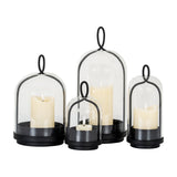 Medium Candle Holder With Glass Cloche – Black