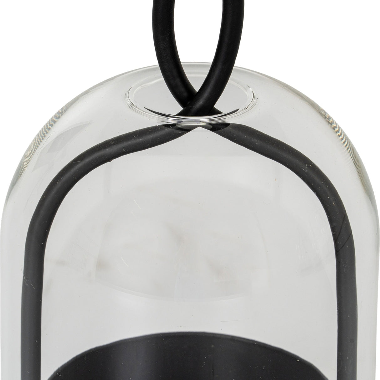 Large Candle Holder With Glass Cloche – Black
