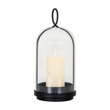 Large Candle Holder With Glass Cloche – Black