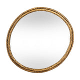 Hill Interiors Sillura medium round wall mirror with a dimpled hammered gold frame, shown on a plain white background.